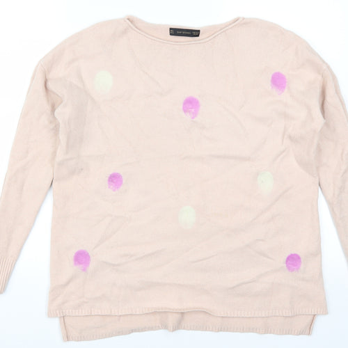 SMF Woman Womens Pink Polka Dot  Pullover Jumper Size L