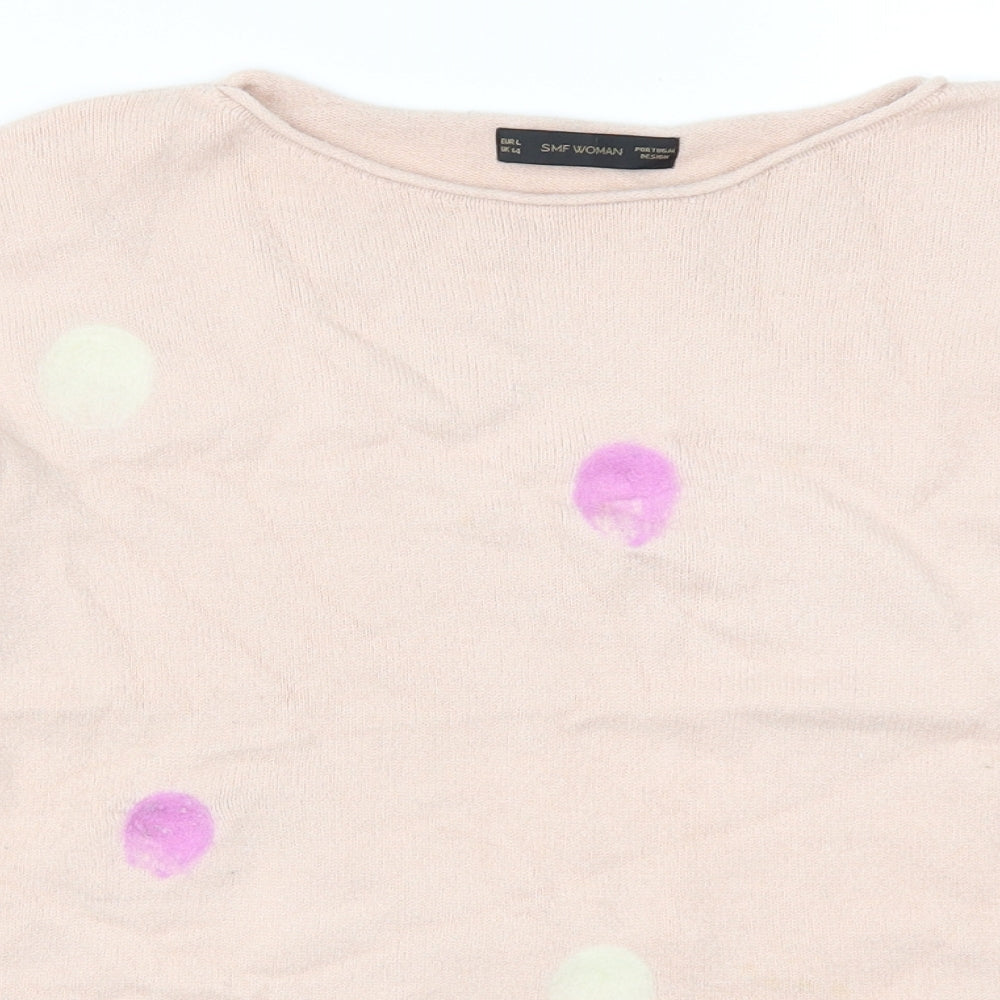 SMF Woman Womens Pink Polka Dot  Pullover Jumper Size L