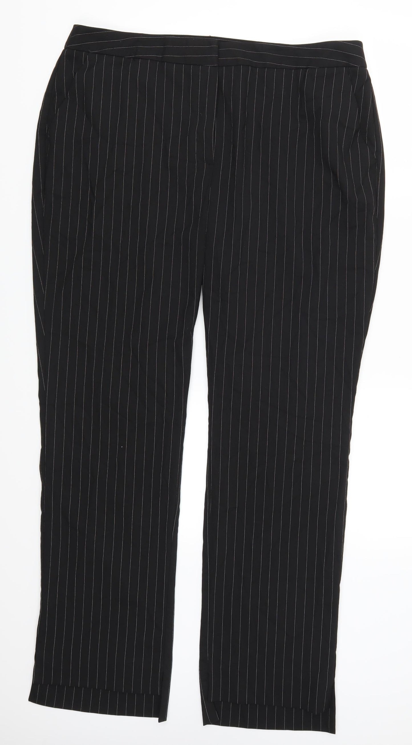 Very Womens Black Striped  Trousers  Size 18 L32 in