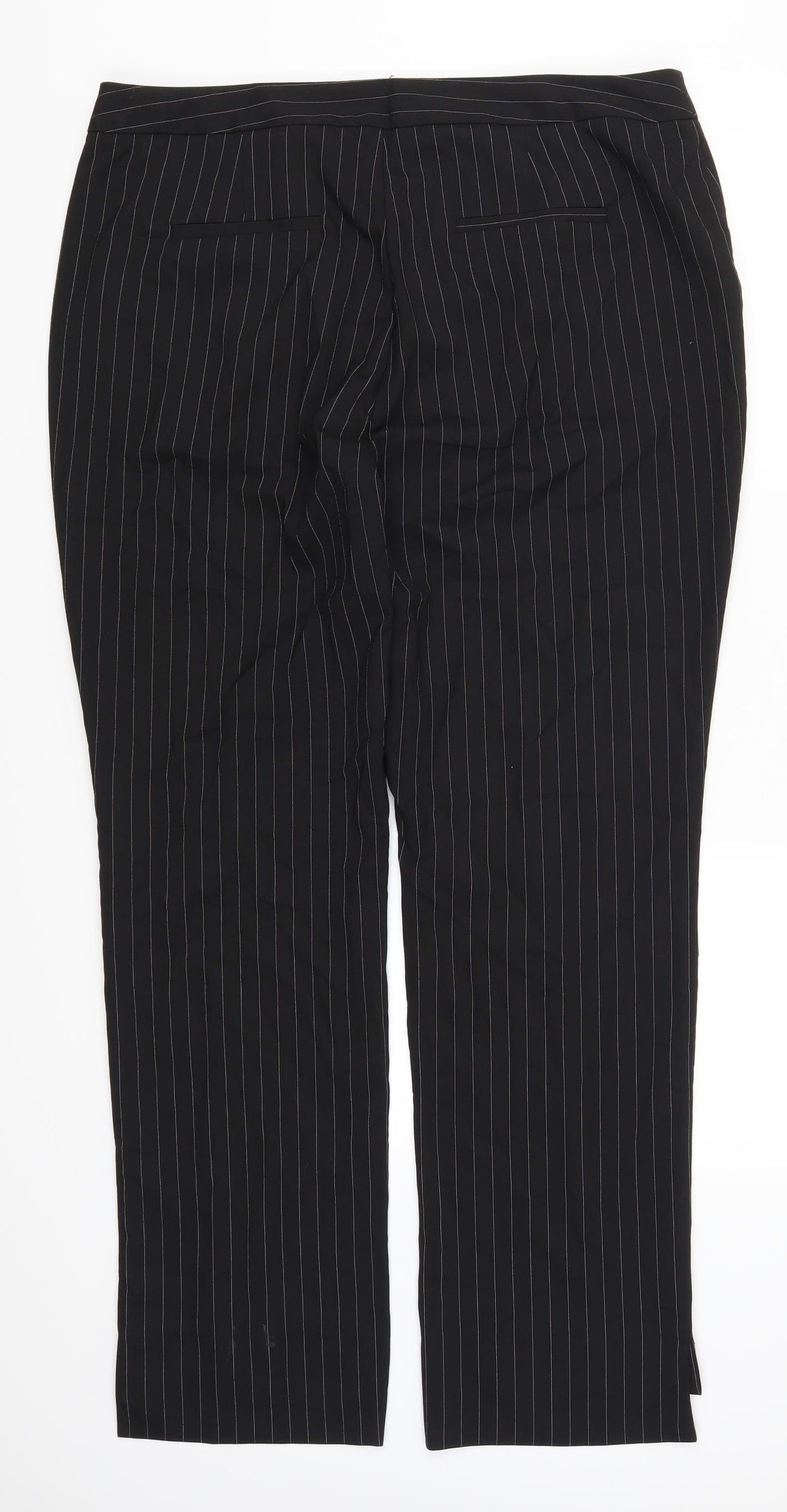 Very Womens Black Striped  Trousers  Size 18 L32 in