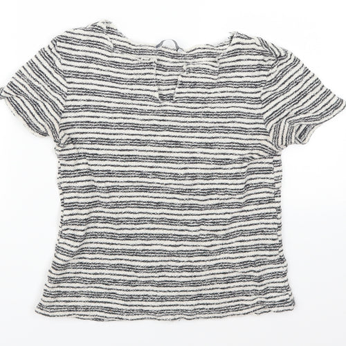 Zara Womens Grey Striped  Basic T-Shirt Size S