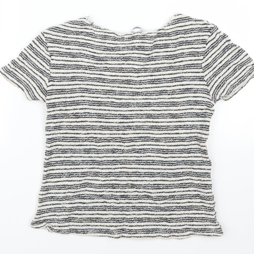 Zara Womens Grey Striped  Basic T-Shirt Size S