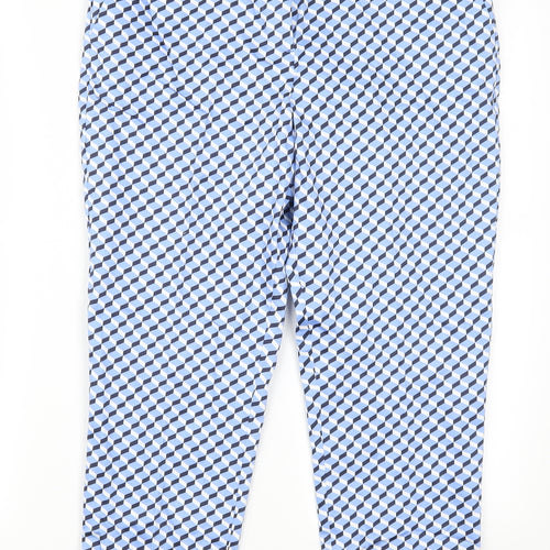 Marks and Spencer Womens Blue Geometric  Trousers  Size 12 L24 in