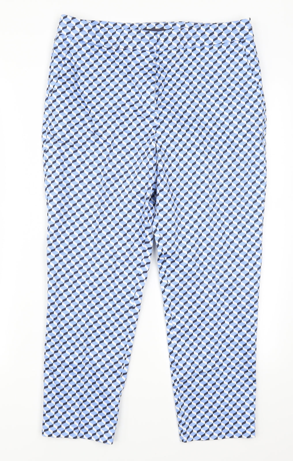 Marks and Spencer Womens Blue Geometric  Trousers  Size 12 L24 in