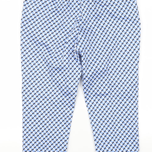 Marks and Spencer Womens Blue Geometric  Trousers  Size 12 L24 in