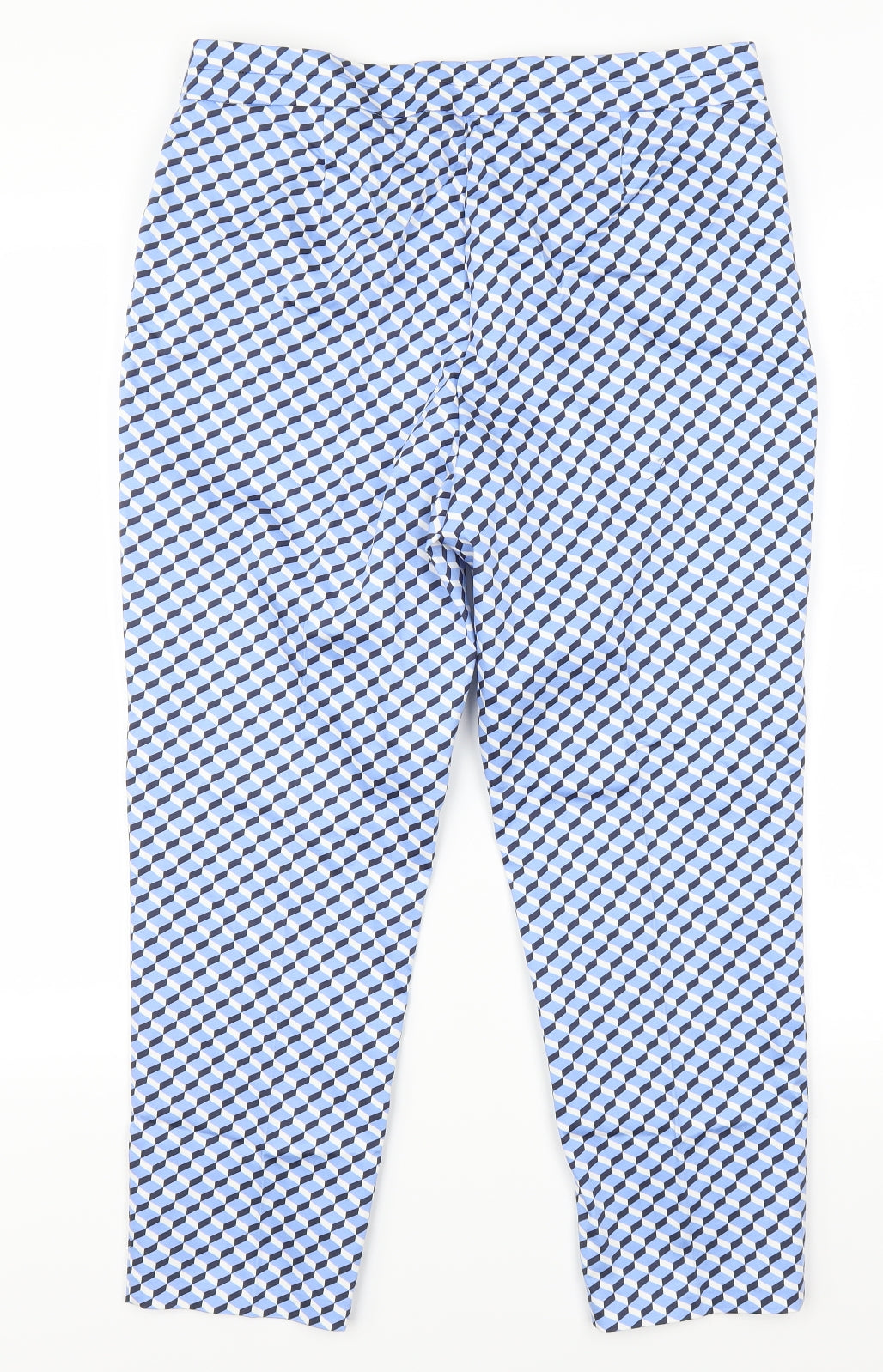 Marks and Spencer Womens Blue Geometric  Trousers  Size 12 L24 in