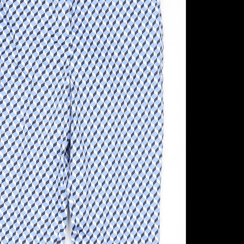 Marks and Spencer Womens Blue Geometric  Trousers  Size 12 L24 in
