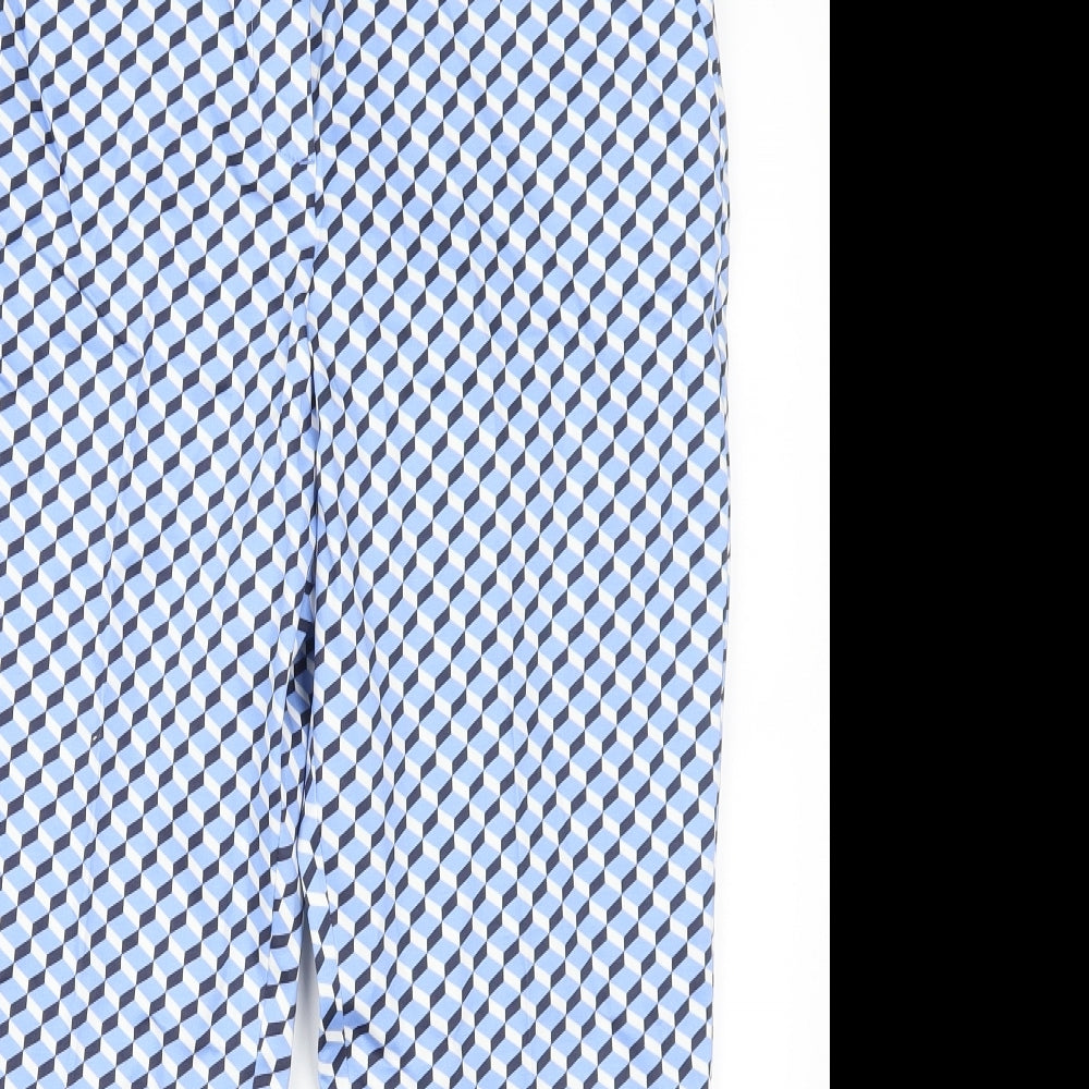 Marks and Spencer Womens Blue Geometric  Trousers  Size 12 L24 in