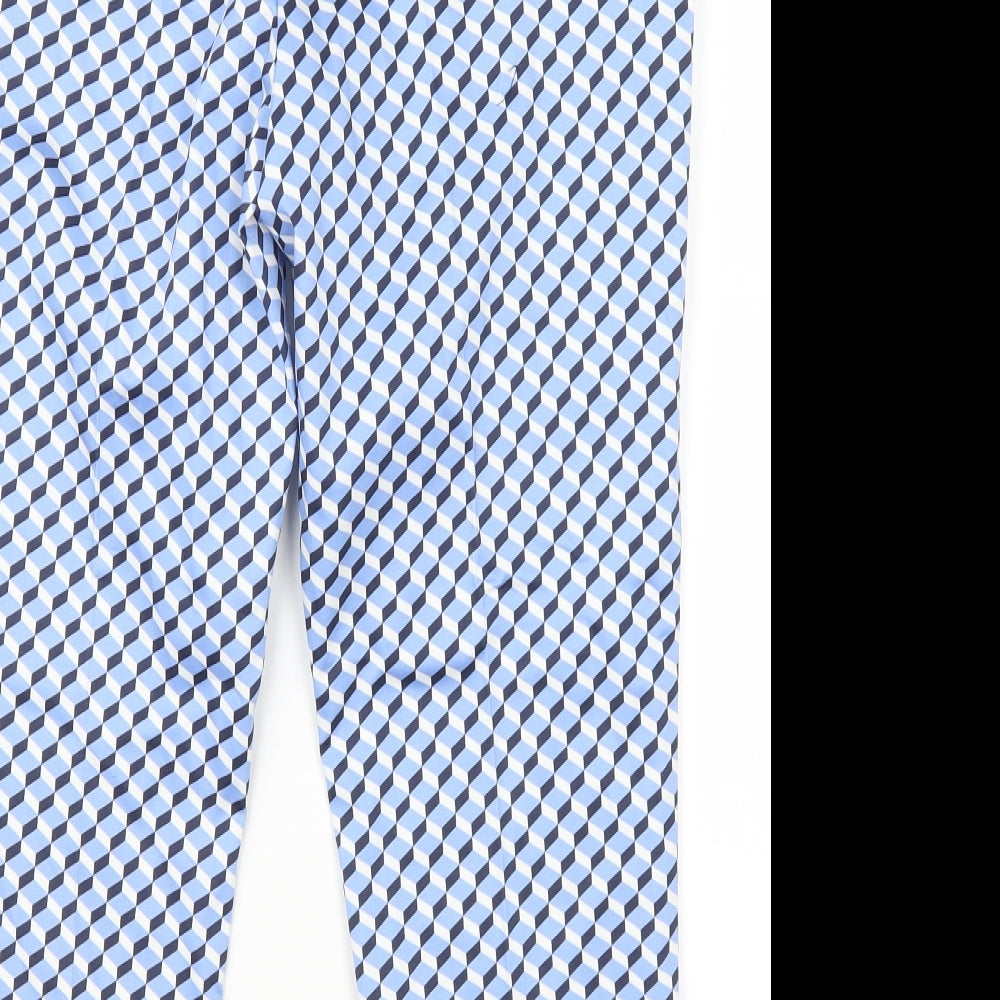 Marks and Spencer Womens Blue Geometric  Trousers  Size 12 L24 in