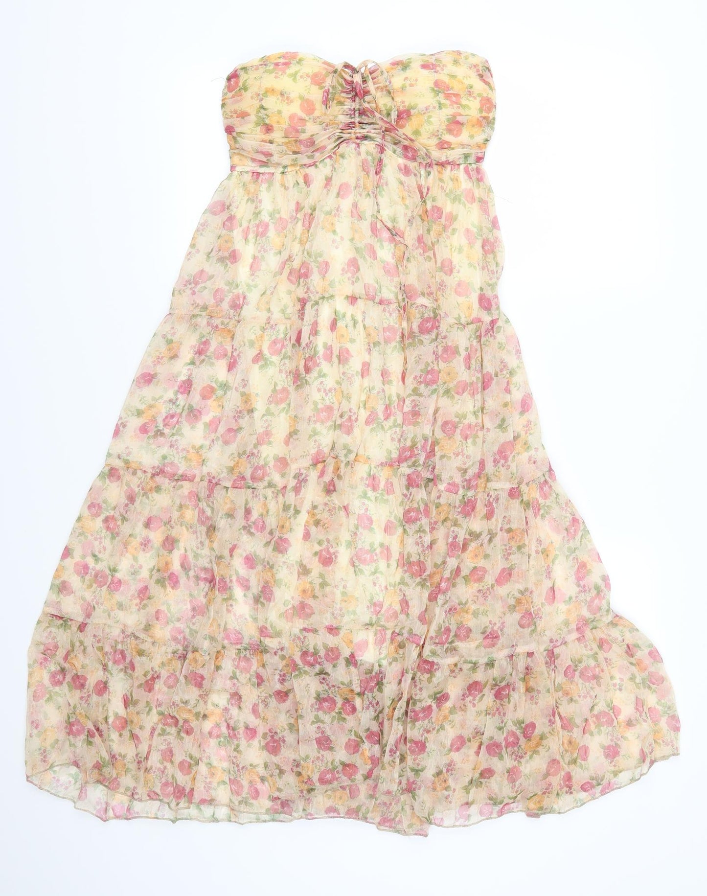 Striking Womens Beige Floral  Trapeze & Swing  Size M