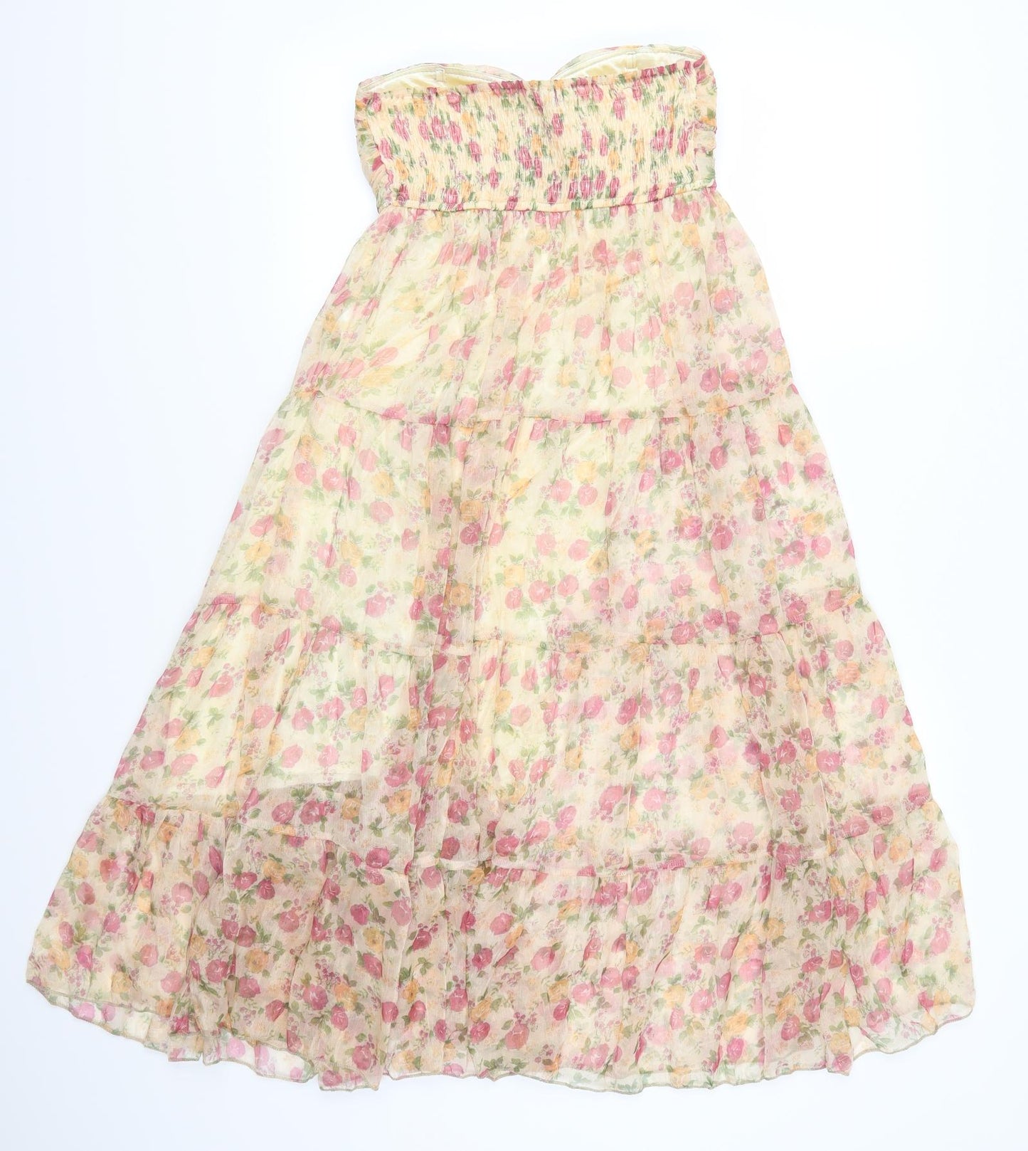 Striking Womens Beige Floral  Trapeze & Swing  Size M