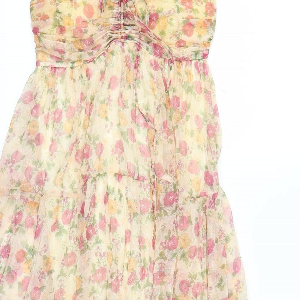 Striking Womens Beige Floral  Trapeze & Swing  Size M