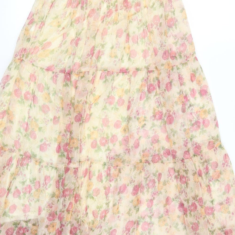 Striking Womens Beige Floral  Trapeze & Swing  Size M