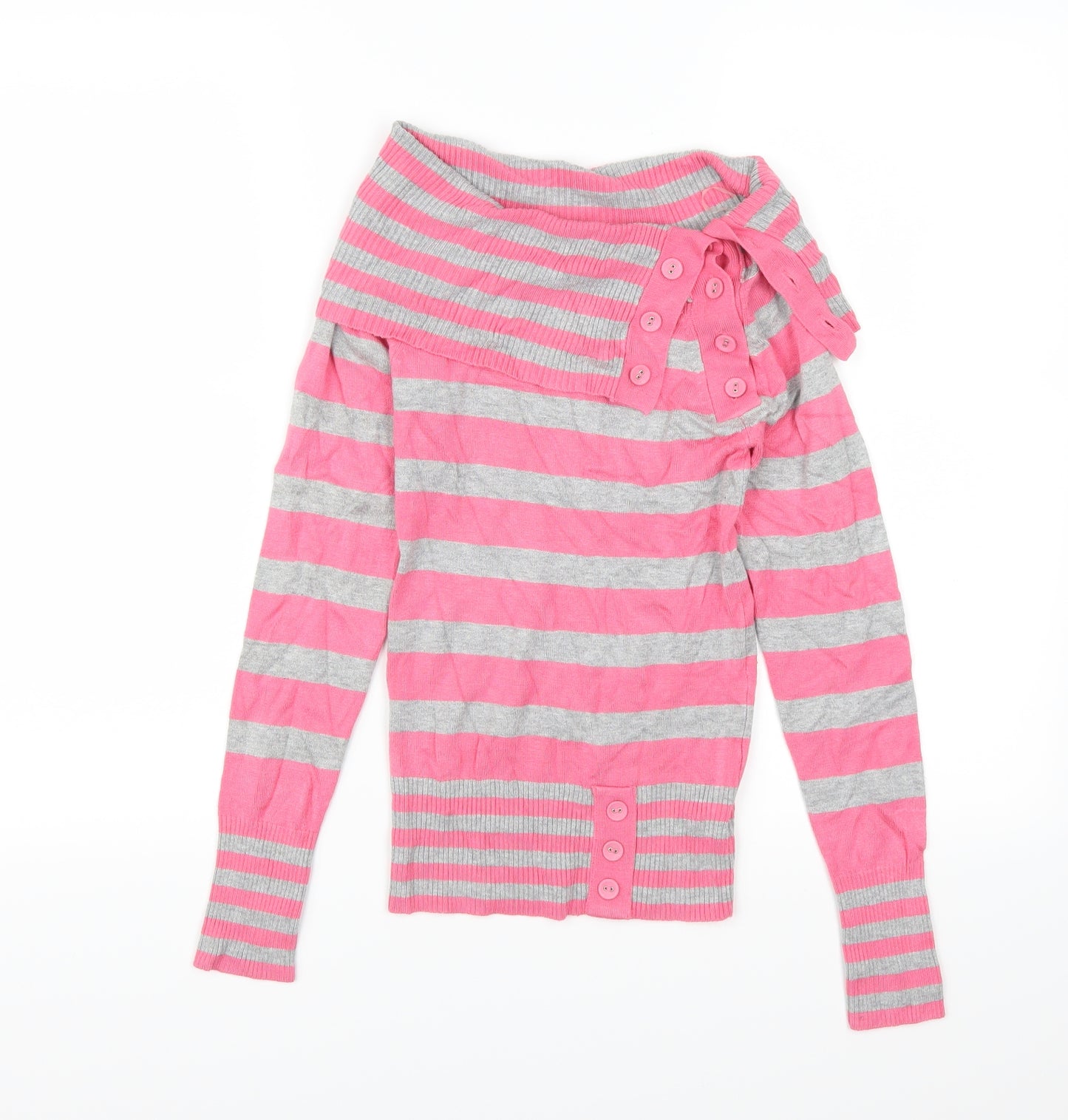 Tammy Girls Pink Striped  Pullover Jumper Size 12-13 Years