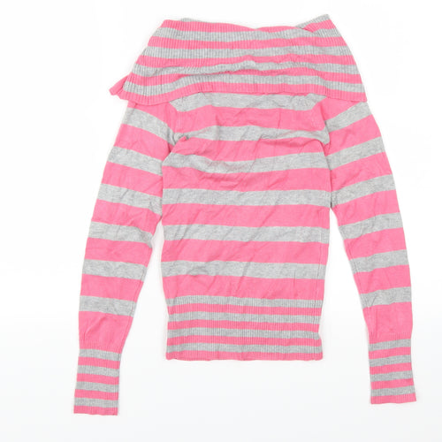 Tammy Girls Pink Striped  Pullover Jumper Size 12-13 Years