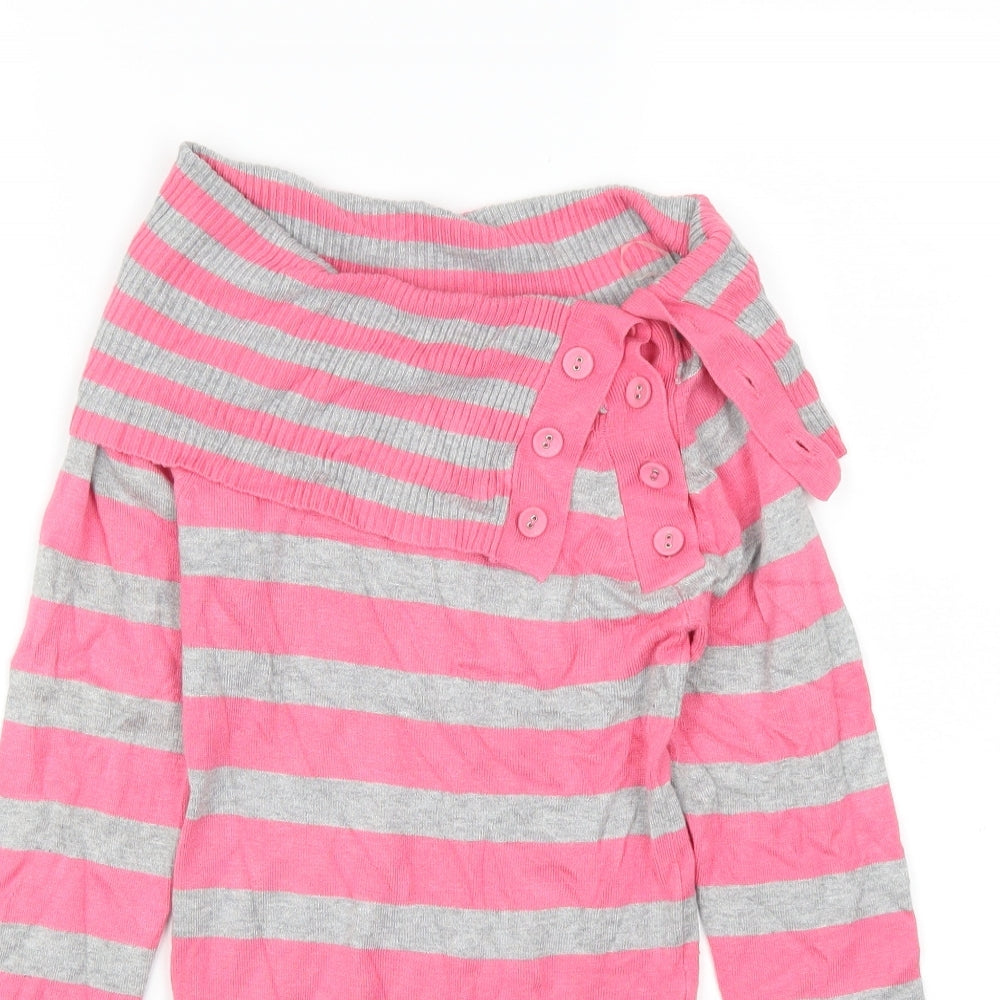 Tammy Girls Pink Striped  Pullover Jumper Size 12-13 Years