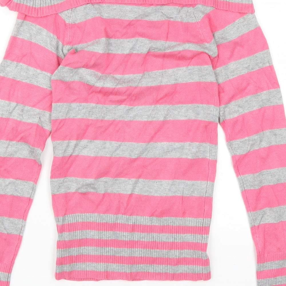 Tammy Girls Pink Striped  Pullover Jumper Size 12-13 Years