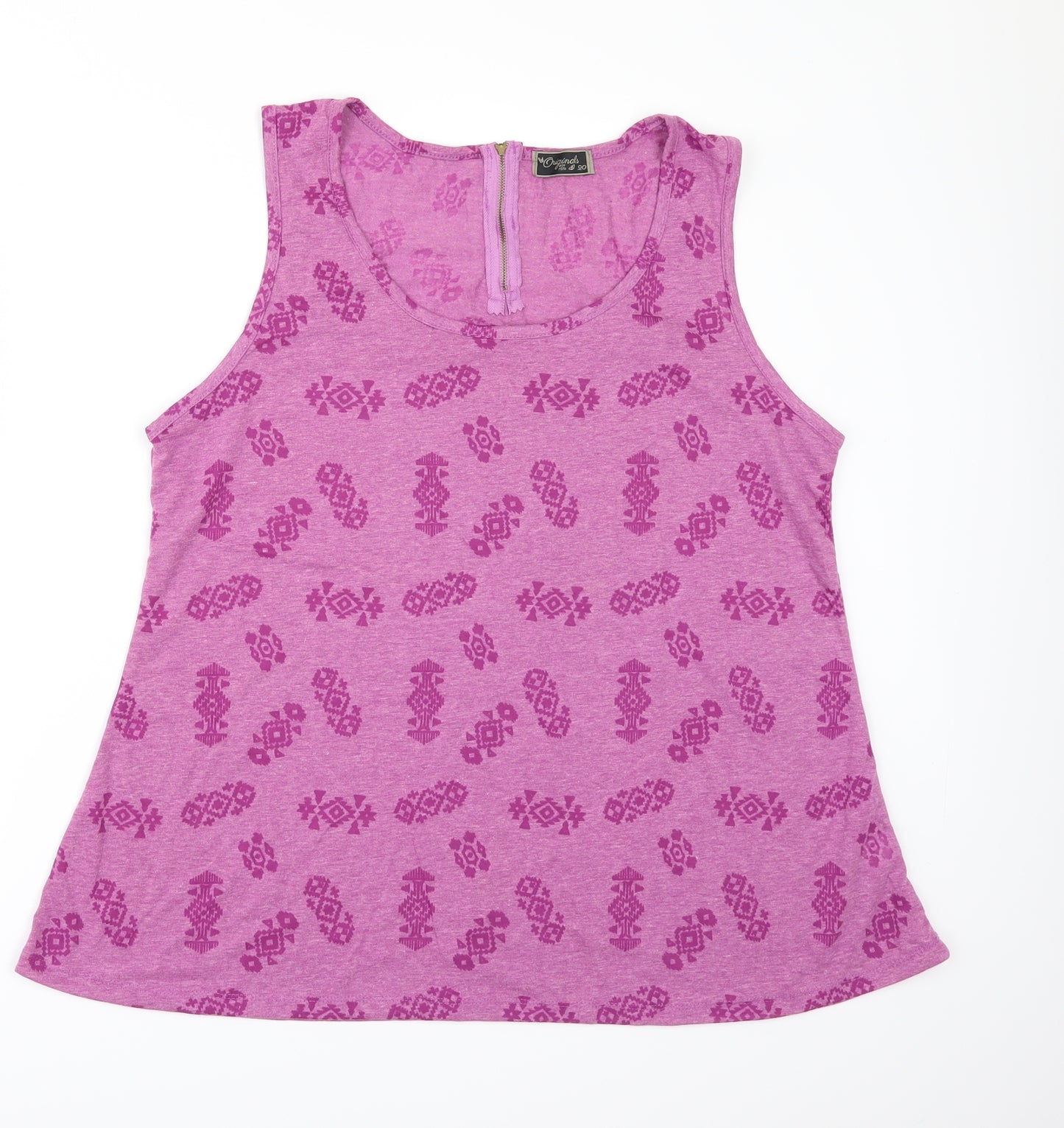 Orginals Womens Pink Geometric  Basic T-Shirt Size 20
