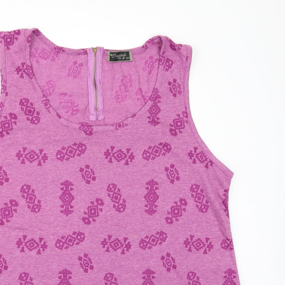 Orginals Womens Pink Geometric  Basic T-Shirt Size 20