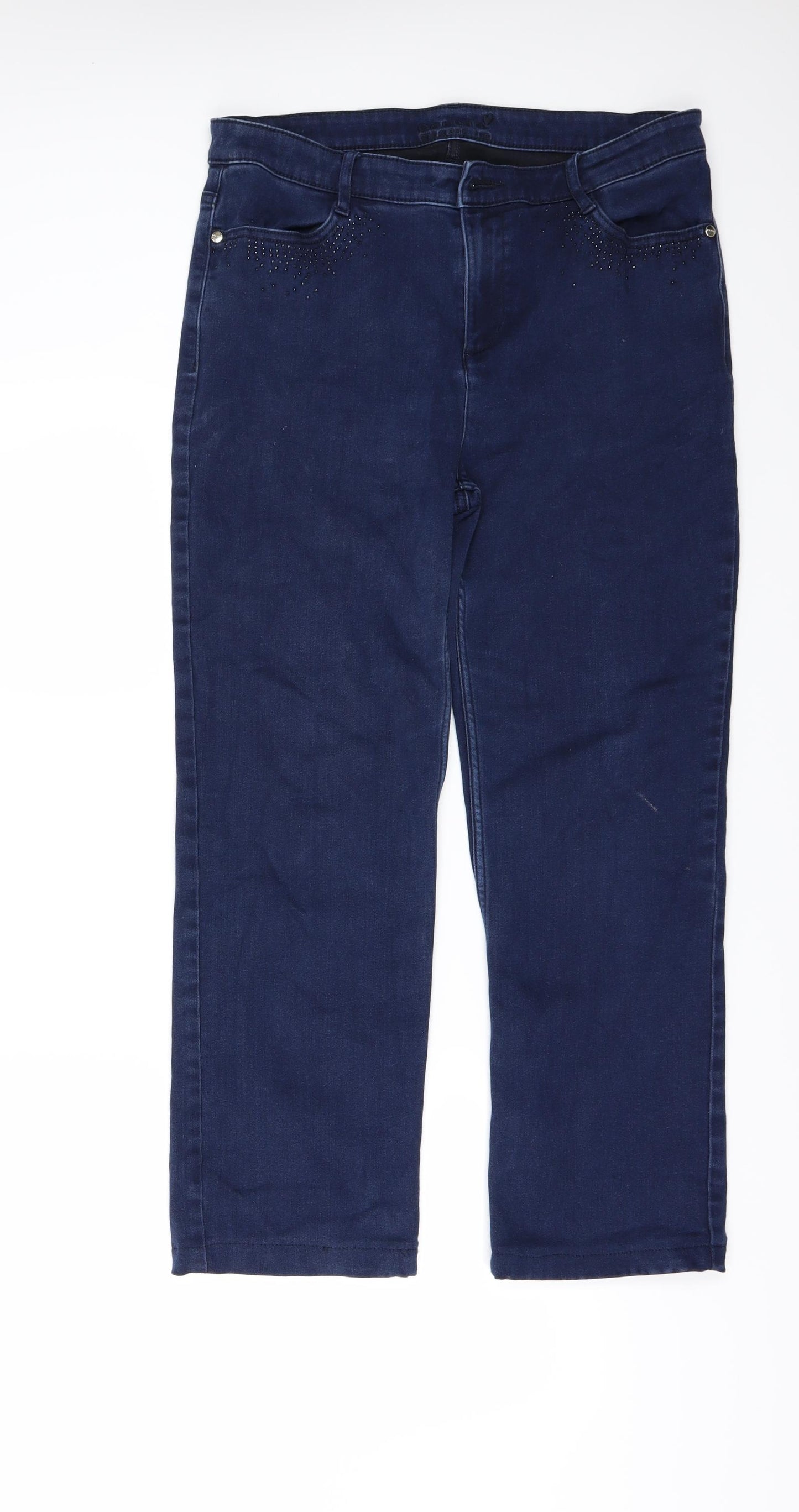 Marks and Spencer Womens Blue  Denim Straight Jeans Size 14 L27 in