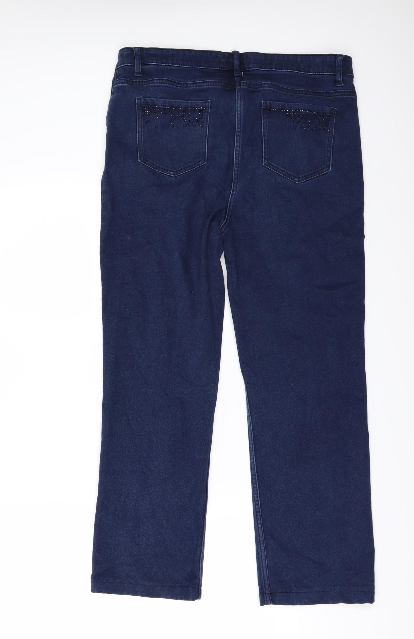 Marks and Spencer Womens Blue  Denim Straight Jeans Size 14 L27 in