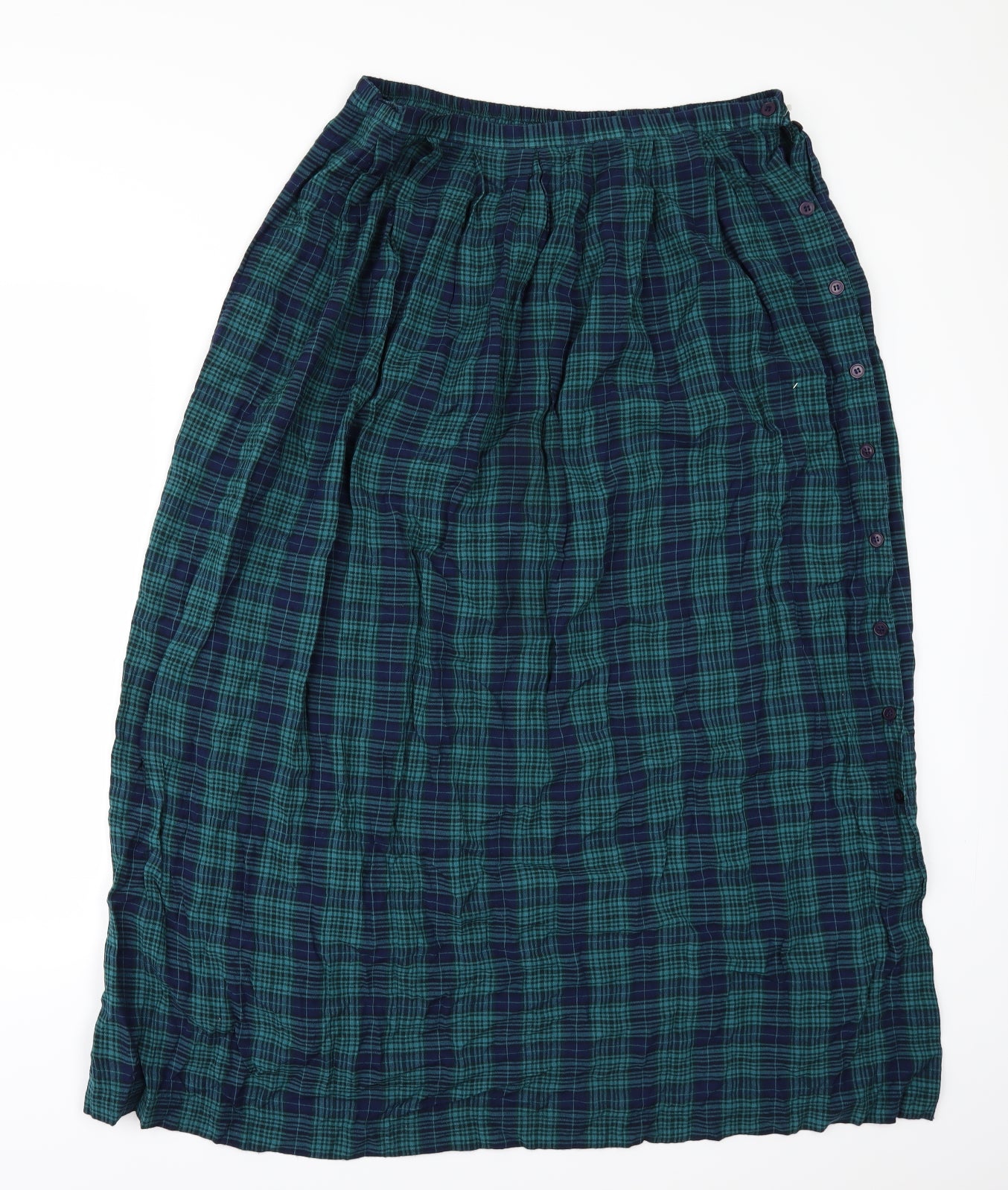 Monsoon Womens Green Check  A-Line Skirt Size L  - side slit