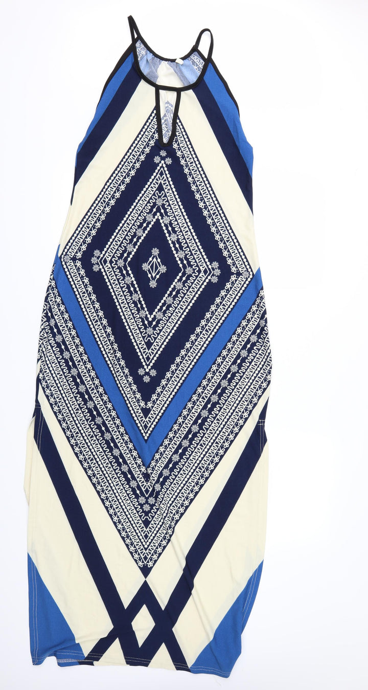 Preworn Womens Multicoloured Geometric A-Line Size M - Side Splits