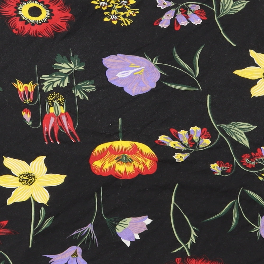 Zara Womens Black Floral  Basic T-Shirt Size S