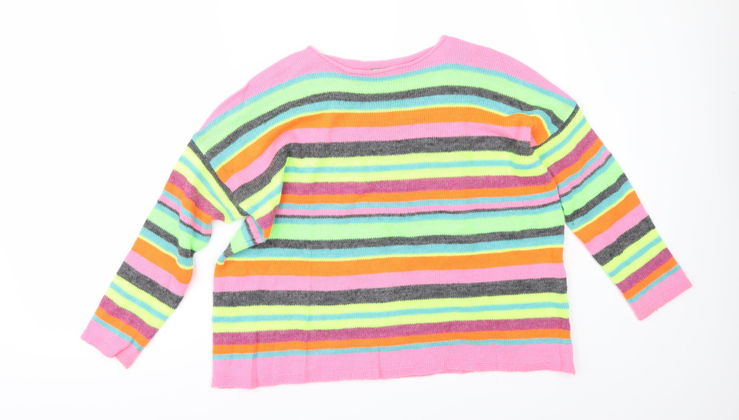 United Colors of Benetton Womens Multicoloured Striped  Pullover Jumper Size XL