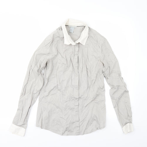 H&M Womens Grey   Tunic Button-Up Size 8