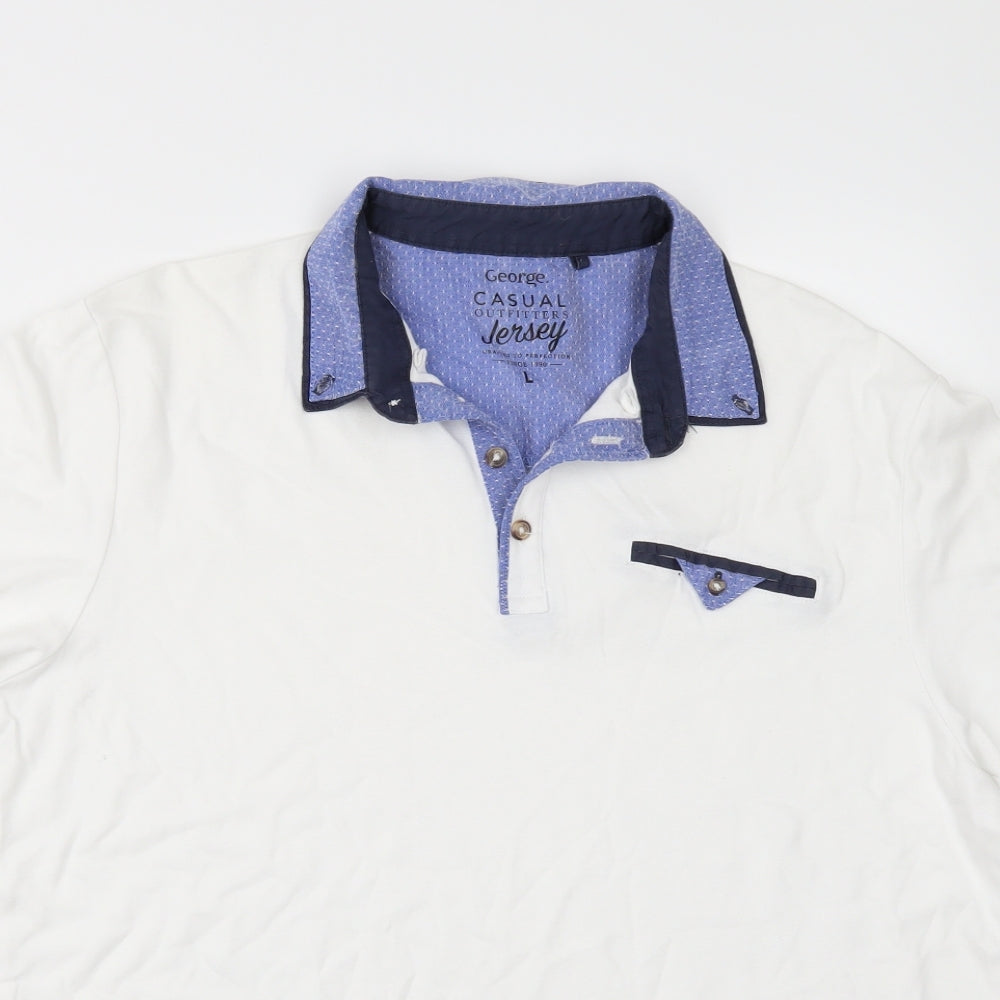 George Mens White    Polo Size L