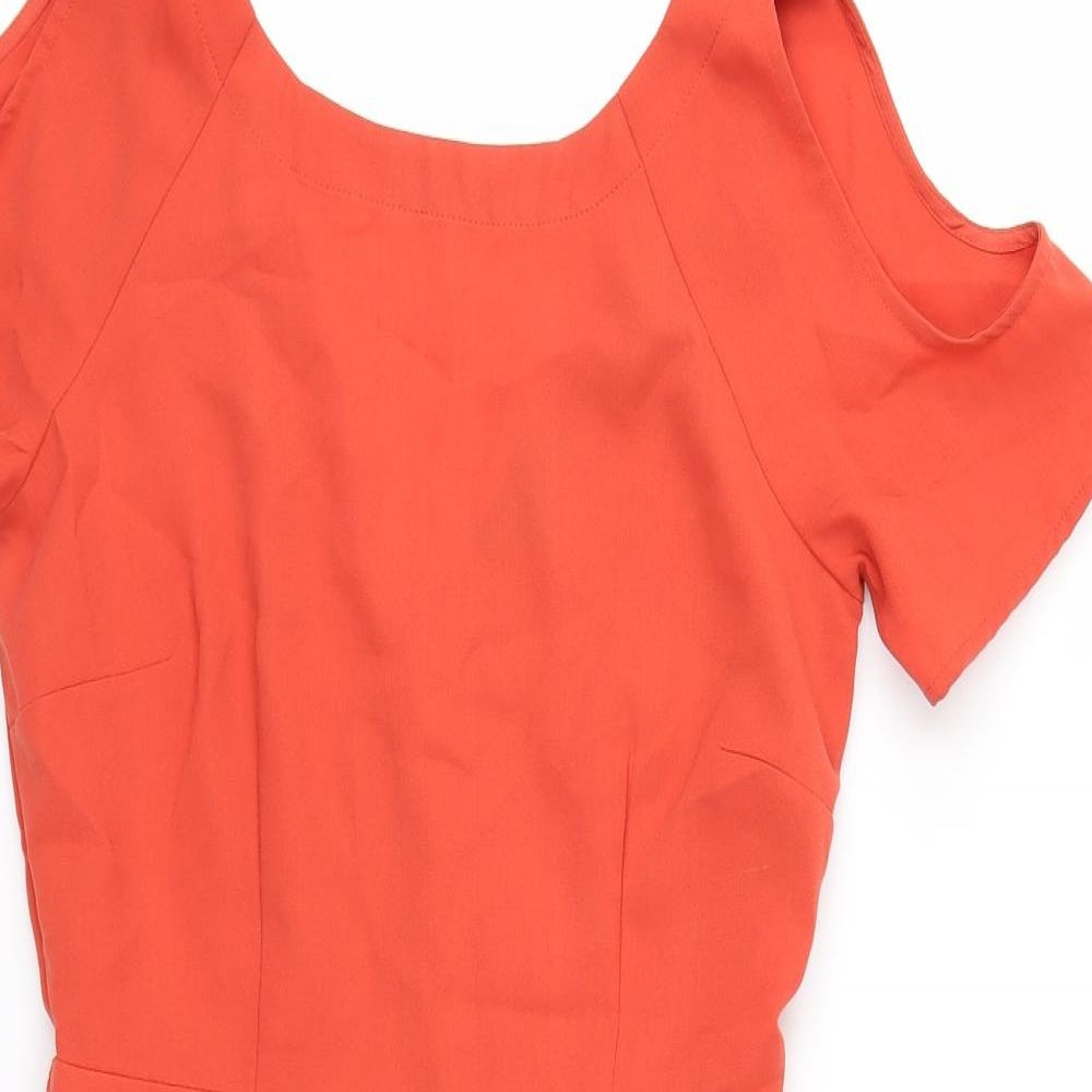 Warehouse Womens Orange   Pencil Dress  Size 10  - Cold shoulder