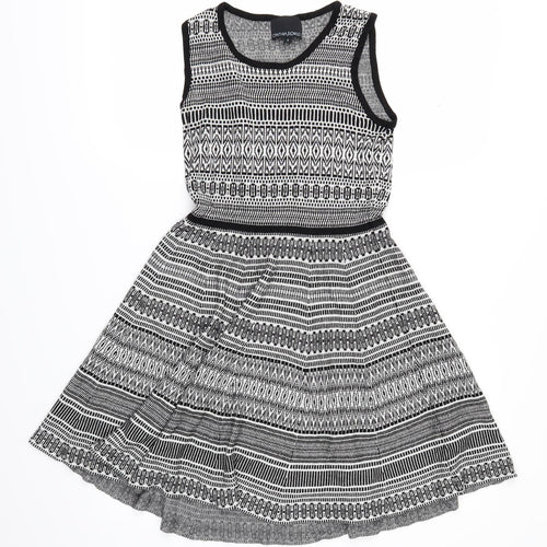 Cynthia Rowley Womens Grey Geometric  Skater Dress  Size S