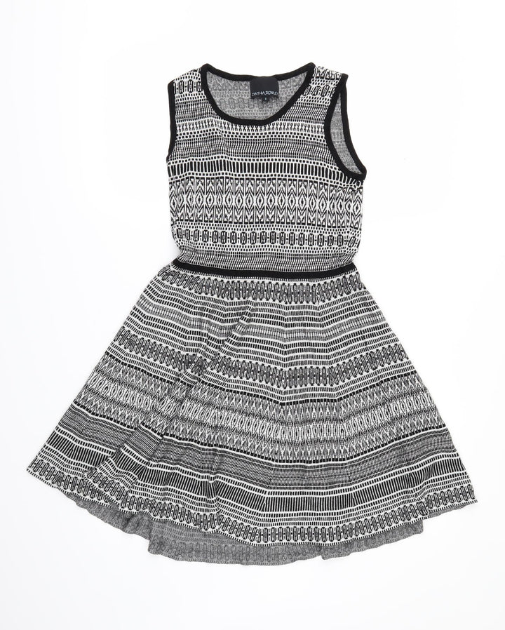 Cynthia Rowley Womens Grey Geometric Skater Dress Size S