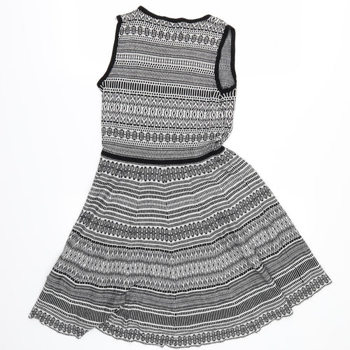 Cynthia Rowley Womens Grey Geometric  Skater Dress  Size S