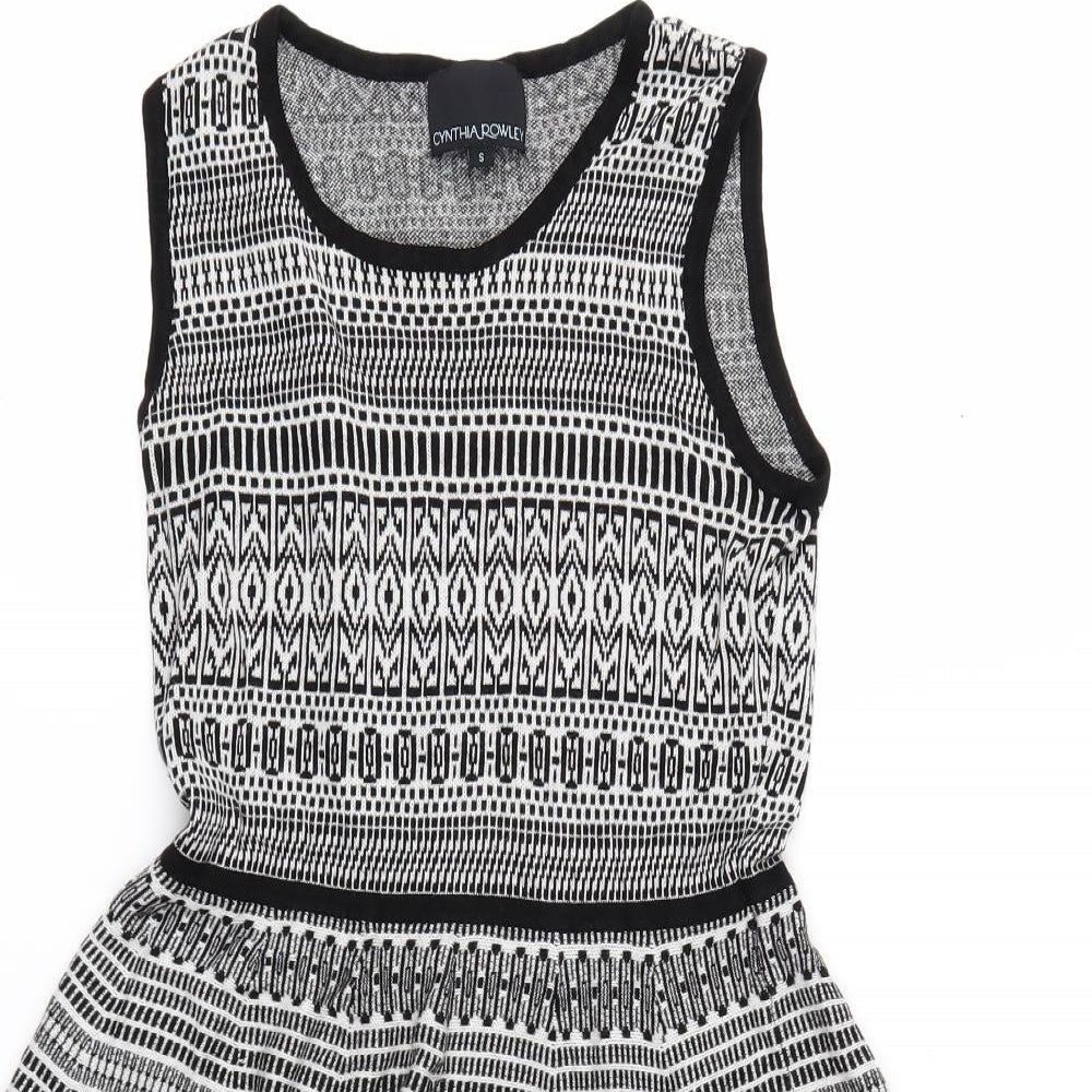 Cynthia Rowley Womens Grey Geometric  Skater Dress  Size S