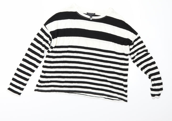 Topshop Womens White Striped  Basic T-Shirt Size 6