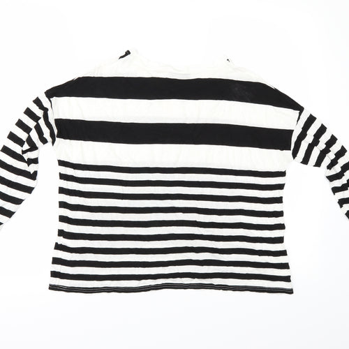 Topshop Womens White Striped  Basic T-Shirt Size 6
