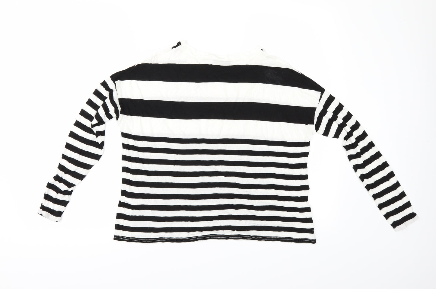 Topshop Womens White Striped  Basic T-Shirt Size 6