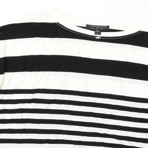 Topshop Womens White Striped  Basic T-Shirt Size 6