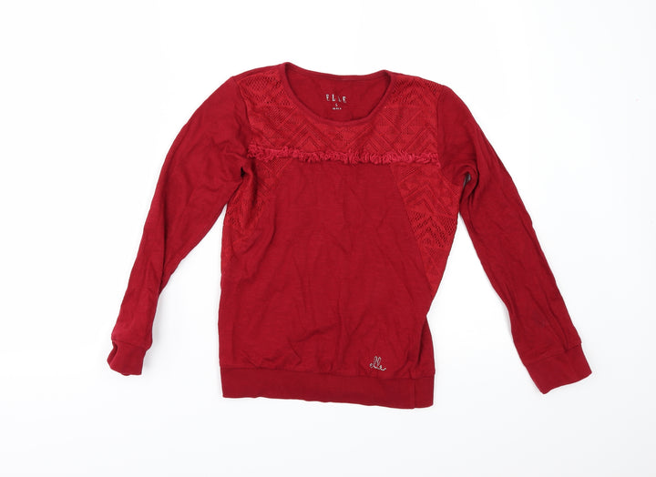 Ellie Girls Red   Basic T-Shirt Size 10-11 Years