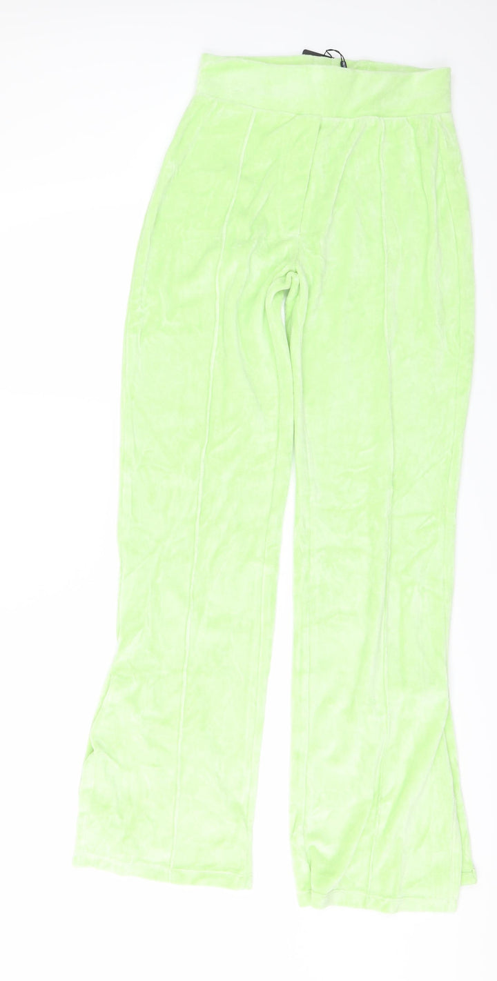 PRETTYLITTLETHING Womens Green  Fleece Trousers  Size 6 L33 in - Side Splits