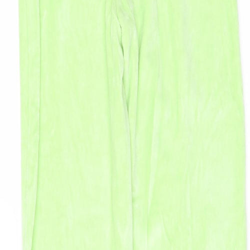 PRETTYLITTLETHING Womens Green  Fleece Trousers  Size 6 L33 in - Side Splits