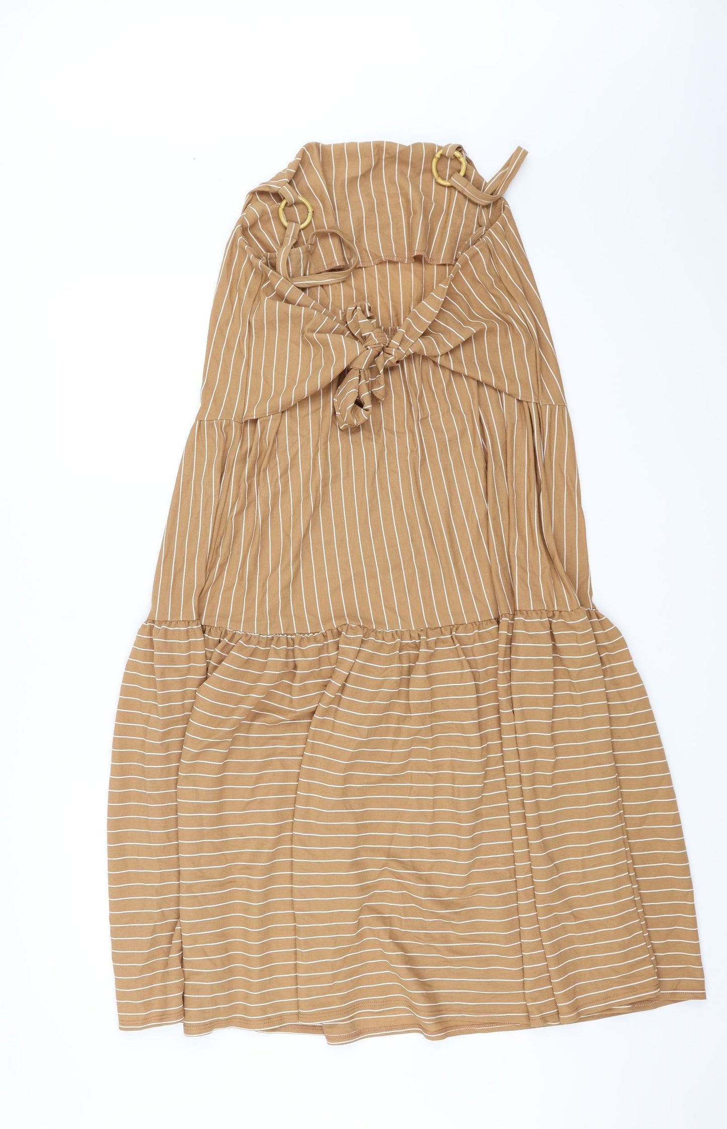 Topshop Womens Beige Striped  Fit & Flare  Size 16