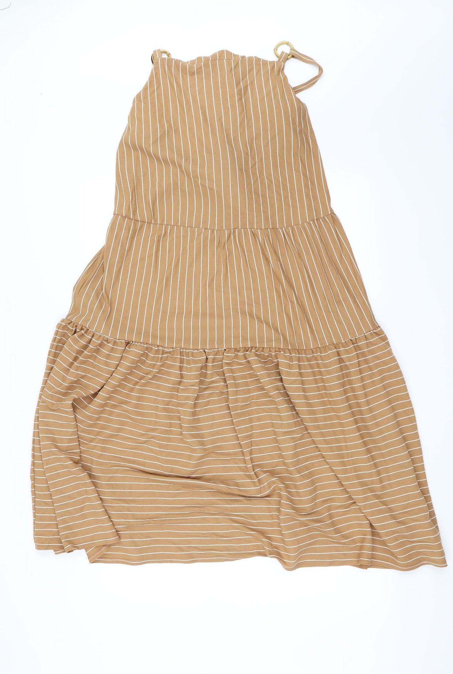 Topshop Womens Beige Striped  Fit & Flare  Size 16