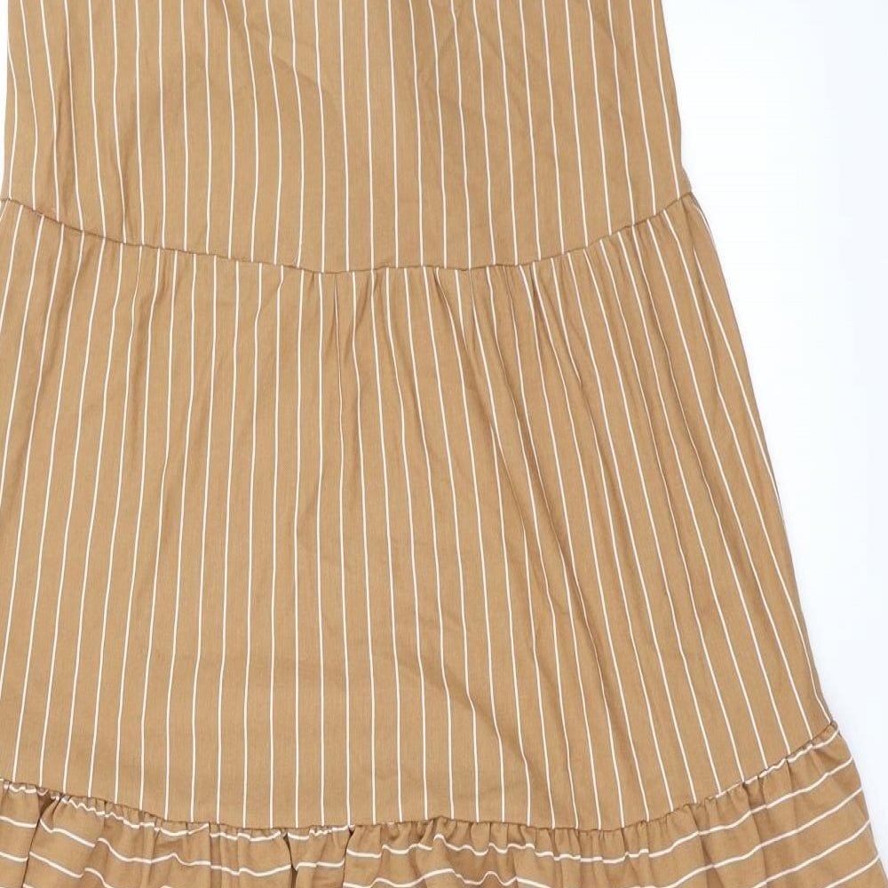 Topshop Womens Beige Striped  Fit & Flare  Size 16