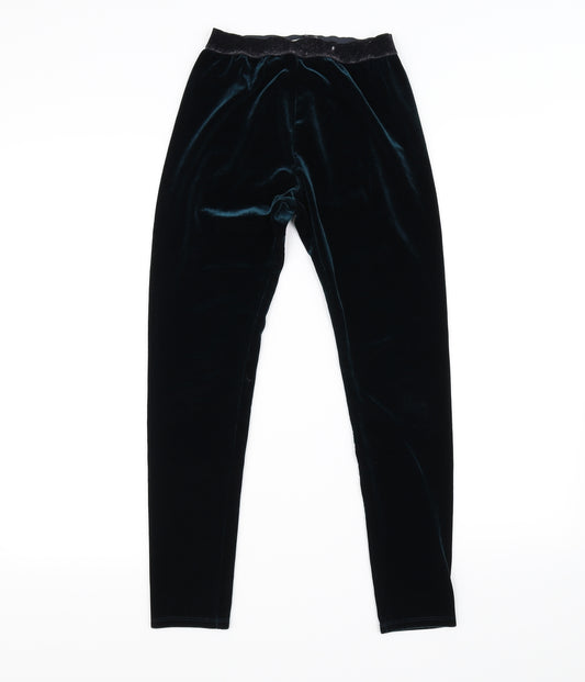 Front view of Next girls’ green jegging trousers, size 12, years