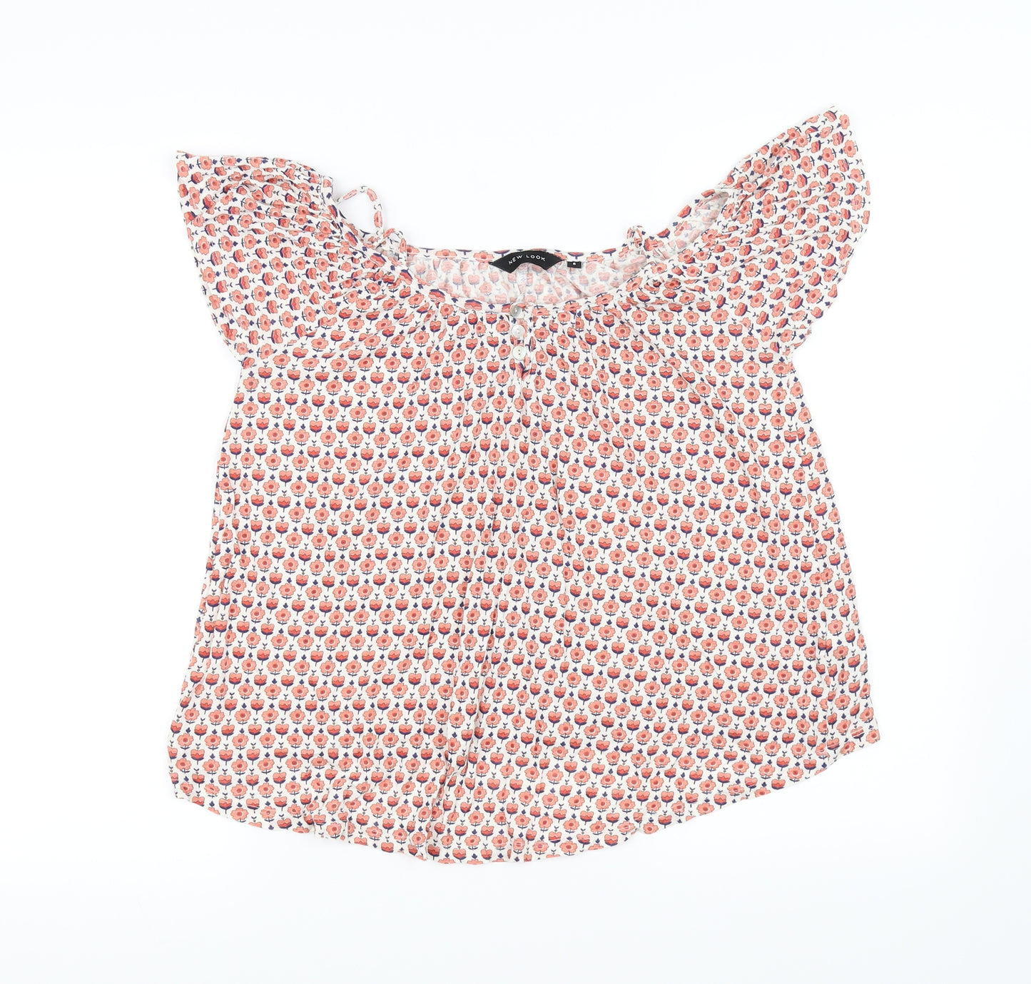 New Look Womens White Floral  Basic Blouse Size 6