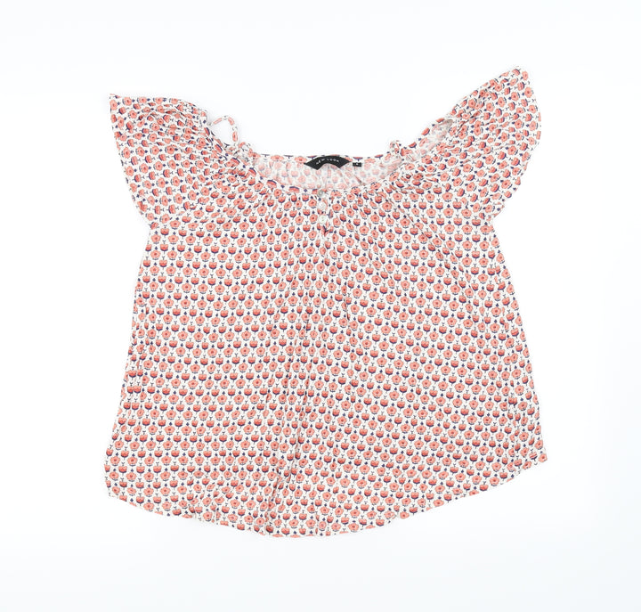 New Look Womens White Floral  Basic Blouse Size 6