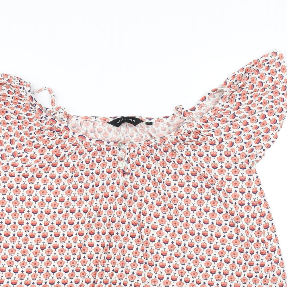 New Look Womens White Floral  Basic Blouse Size 6